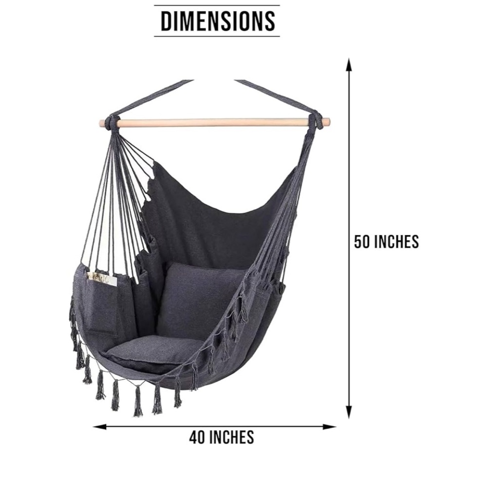 New!! Cozy Gray Hammock Chair - Picture 3 of 10